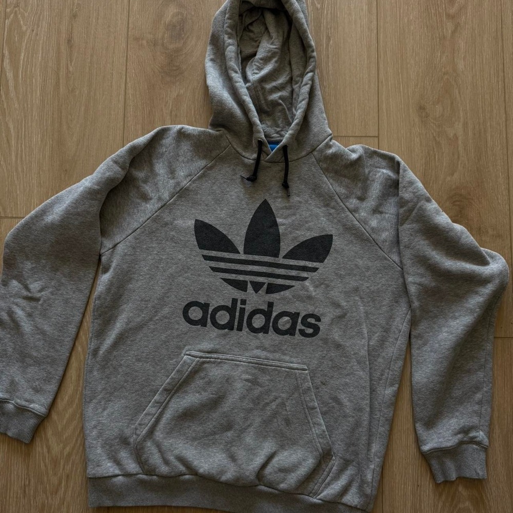 Grey Gray Adidas Trefoil Logo Hoodie